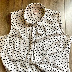 Dotted Button Down Blouse